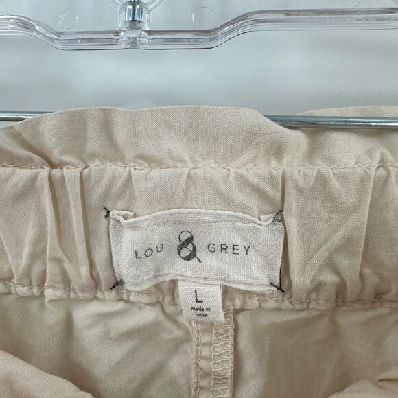 Lou & Grey Tan Cotton Elastic Drawstring Waist Pocket Cropped Pants Size Large - Picture 5 of 16